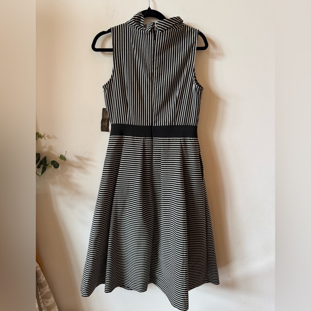 Eva mendes Striped Black White Classic Vintage Sleeveless A-line Dress 10 NWT - Picture 5 of 8